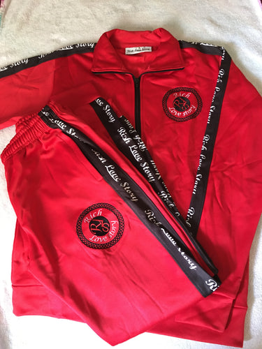 Rich Love $tory Red Polyester Fleece Track Suit (Men)