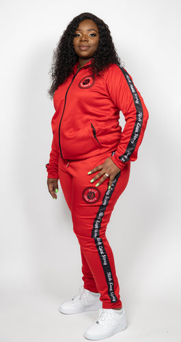 Rich Love $tory Red Polyester Fleece Track Suit (Women)