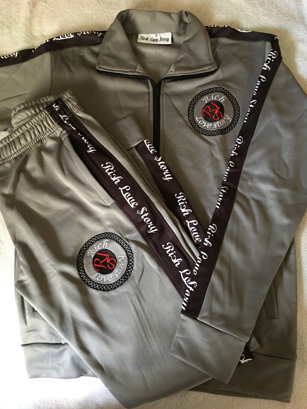 Rich Love $tory Track Suits Grey Polyester Fleece Track Suit (Women)