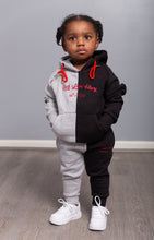 Load image into Gallery viewer, Rich Love $tory Signature Split Toddlers Tracksuits(Black&amp;Grey)